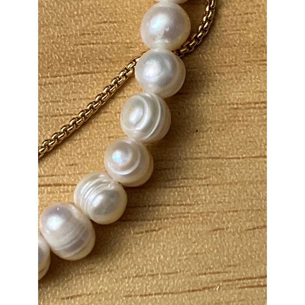 Gold Pearl Bracelet and Earring Set Freshwater Pearl Multi Strand Jewelry Womens - Picture 3 of 5